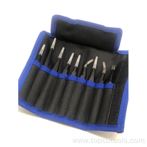 12PCS Tweezers in Nylon Bag Stainless Steel